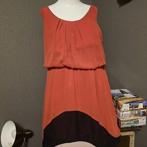 Enfocus Studio Orange High-Low Sleeveless Dress with Black Hem
